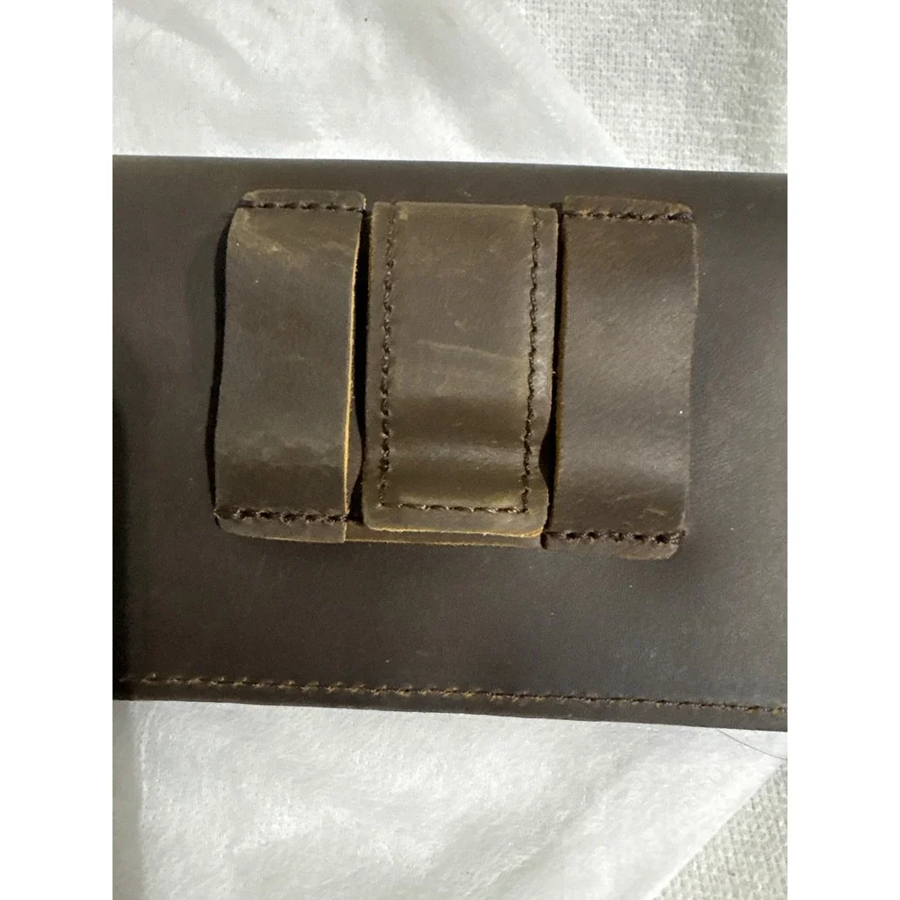 Rustic Leather Envelope Clutch Smart‎ Phone Dark Brown Belt Slide